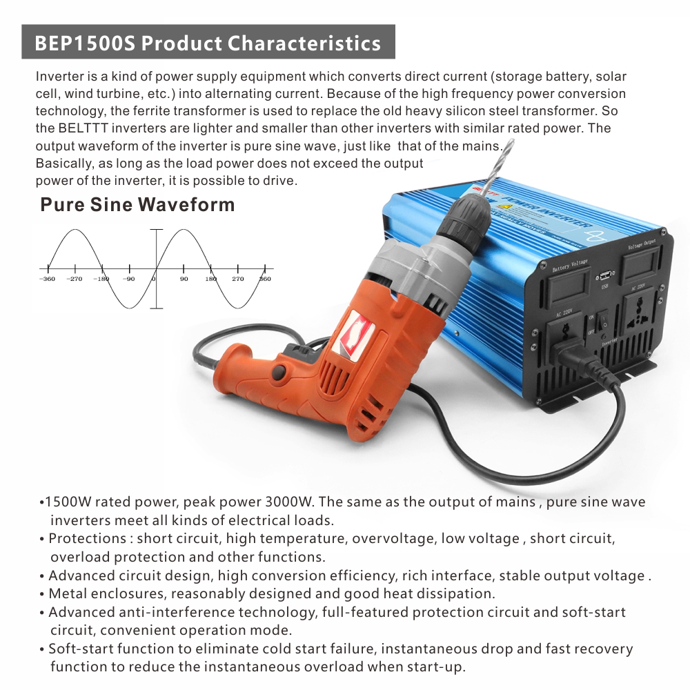 BELTTT 1500W pure sine wave inverter